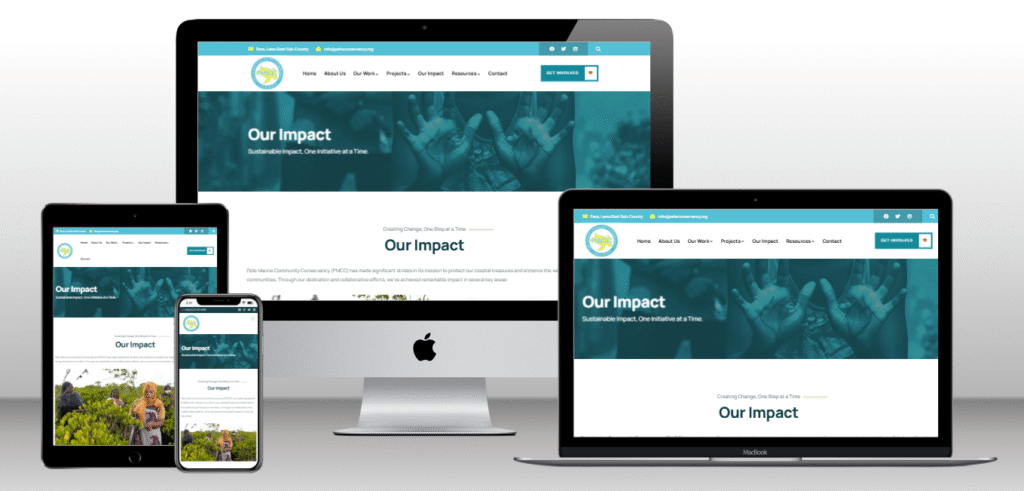 Screenshot of Pate Marine Impact section on Pate website
