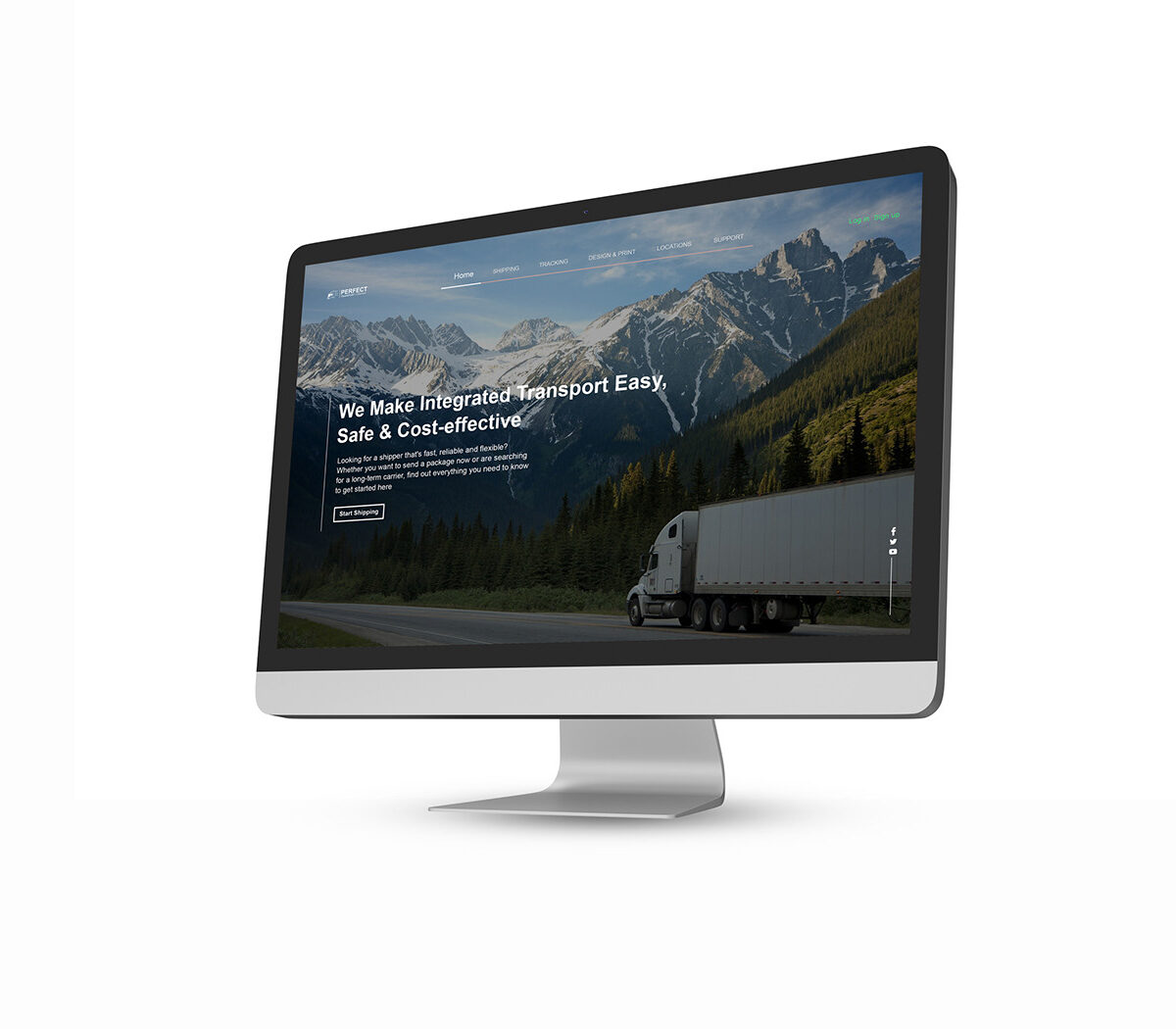 Modern transport company website design showcasing a fleet of trucks and logistics services in Kenya.
